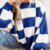 Women's Checkerboard Knitted Sweater