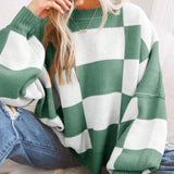 Women's Checkerboard Knitted Sweater