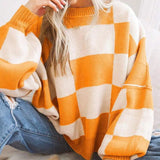 Women's Checkerboard Knitted Sweater