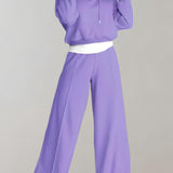 2-Piece Hoodie Tracksuit Set with Wide-Leg Trousers for Women