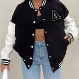 Women's Black and White Varsity Jacket