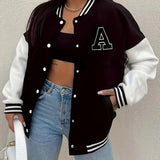 Women's Black and White Varsity Jacket