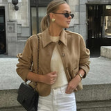 Women's Button-Down Suede Jacket