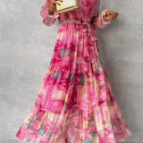 Floral Wrap Summer Evening Maxi Dress