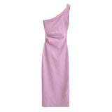 One-Shoulder Asymmetric Midi Dress