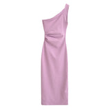 One-Shoulder Asymmetric Midi Dress