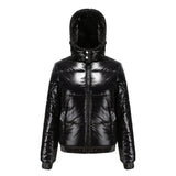 Women's high-gloss down jacket with hood