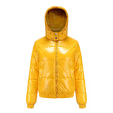 Women's high-gloss down jacket with hood