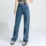 High Waist Straight Leg Denim Jeans
