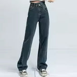 High Waist Straight Leg Denim Jeans