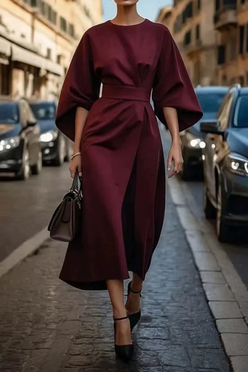 Crew Neck Midi Work Dress