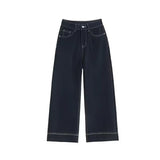 Contrast Stitch Wide Leg Denim Jeans